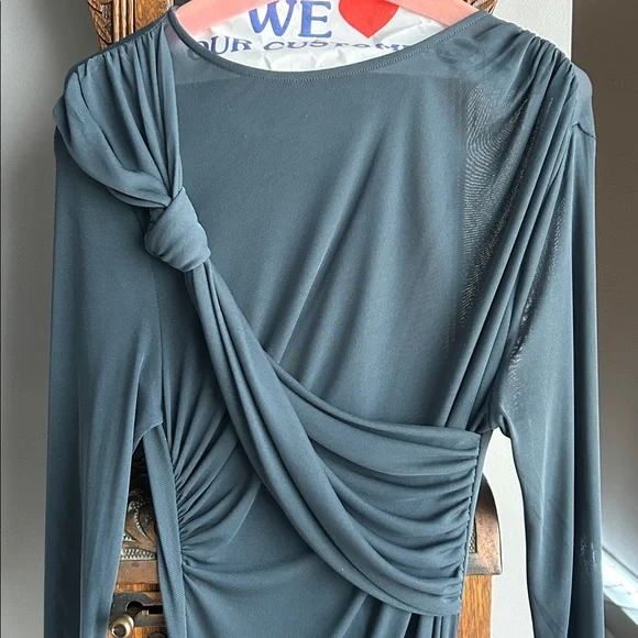 ZARA BLUE/GRAY KNOTTED ASYMMETRIC DRESS - ZW COLLECTION - Picture 3 of 7